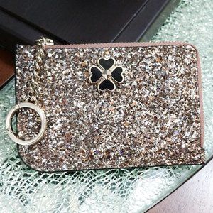Kate Spade Odette Card Holder, Rose Gold Glitter, EUC
